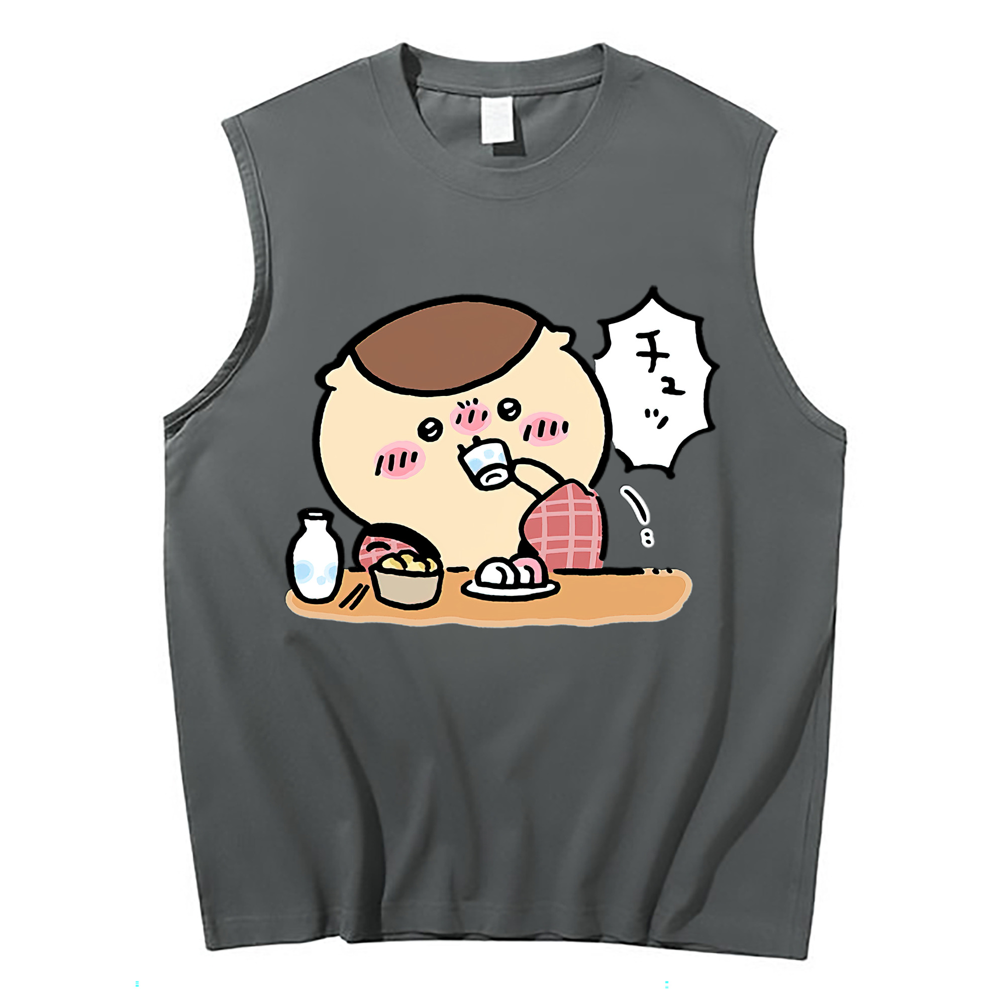 （画像用） ちいかわ くりまんじゅう Chii-kawa kuri manjū コットン100％タンクトップ（フロントプリント）